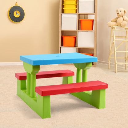 Kids Picnic Table Set with Removable Umbrella for Tea Time
