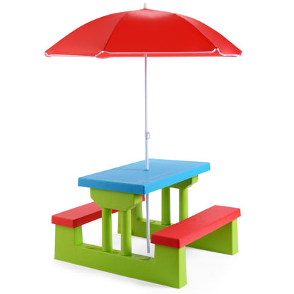 Kids Picnic Table Set with Removable Umbrella for Tea Time