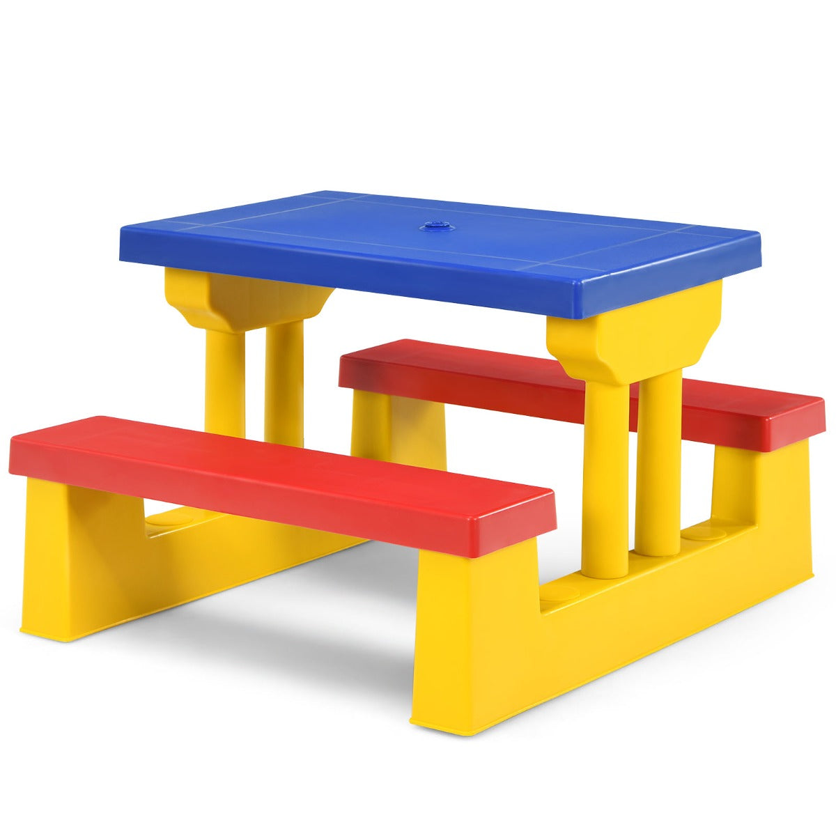 Kids Colorful Picnic Table Set with Removable Umbrella
