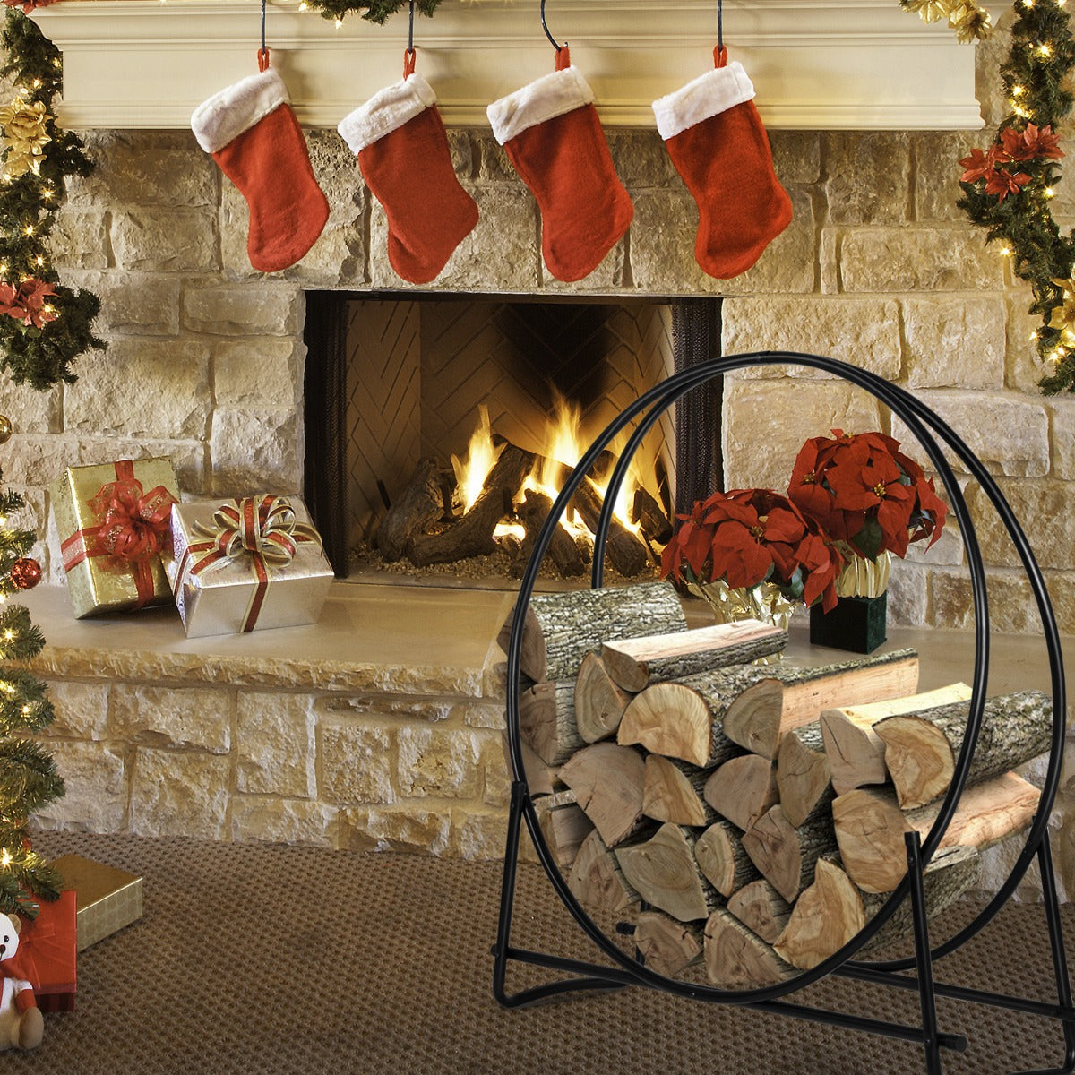 102cm Firewood Rack with  for Indoor & Outdoor Use