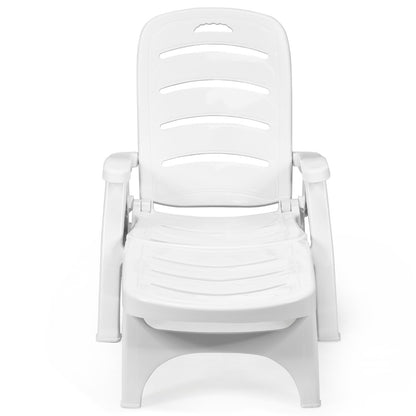 Costway Adjustable Chaise Lounge Chair with Built-In Wheels for Patio White