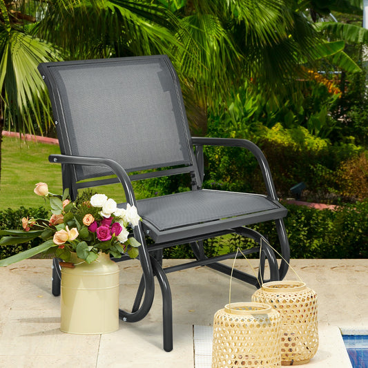 Costway Outdoor Single Swing Glider Rocking Chair for Backyard