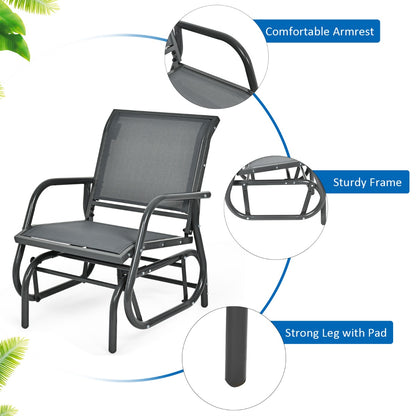 Costway Outdoor Single Swing Glider Rocking Chair for Backyard