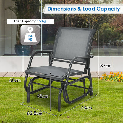 Costway Outdoor Single Swing Glider Rocking Chair for Backyard