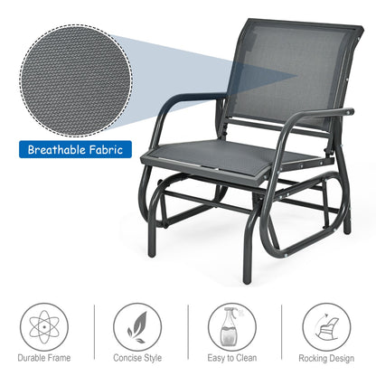 Costway Outdoor Single Swing Glider Rocking Chair for Backyard