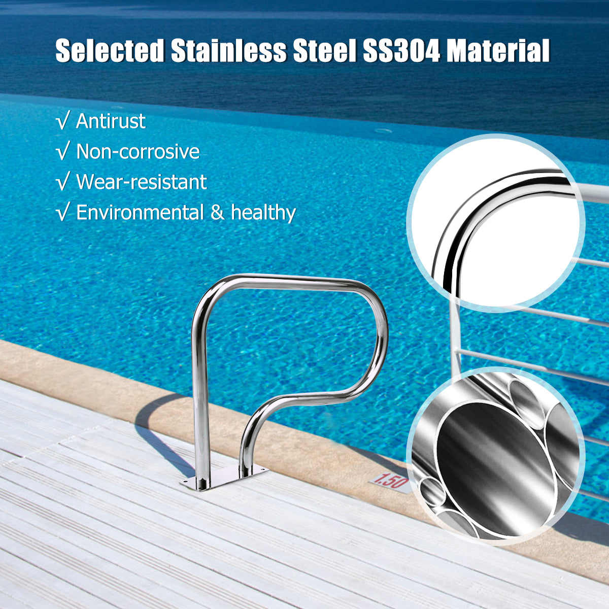 81 × 55 cm Swimming Pool Hand Rail with Ergonomic Design for Indoor & Outdoor