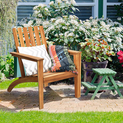 Patio Lounge Chair with Ergonomic High Backrest and Armrest-Natural