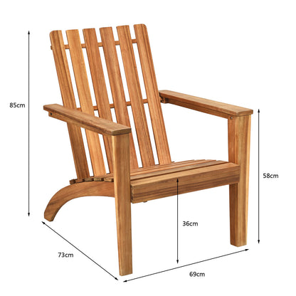 Patio Lounge Chair with Ergonomic High Backrest and Armrest-Natural