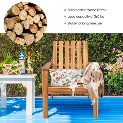 Patio Lounge Chair with Ergonomic High Backrest and Armrest-Natural