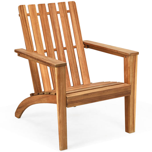 Patio Lounge Chair with Ergonomic High Backrest and Armrest-Natural