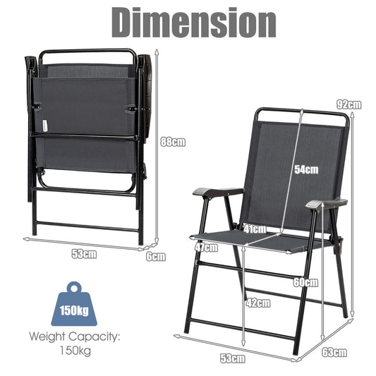Four-piece folding patio chair set with sturdy steel frames for outdoor seating and camping