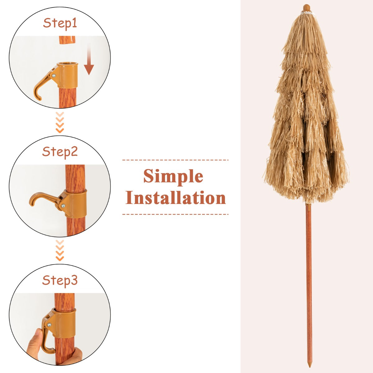 Push-button tilt function adjusts the umbrella angle for comfortable shade throughout the day