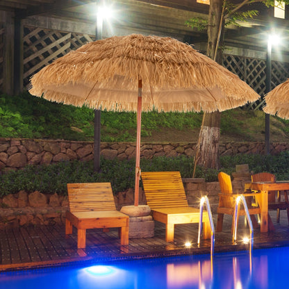 Costway 2m Thatch Umbrella Tilting Outdoor Beach Patio Sun Shelter Parasol