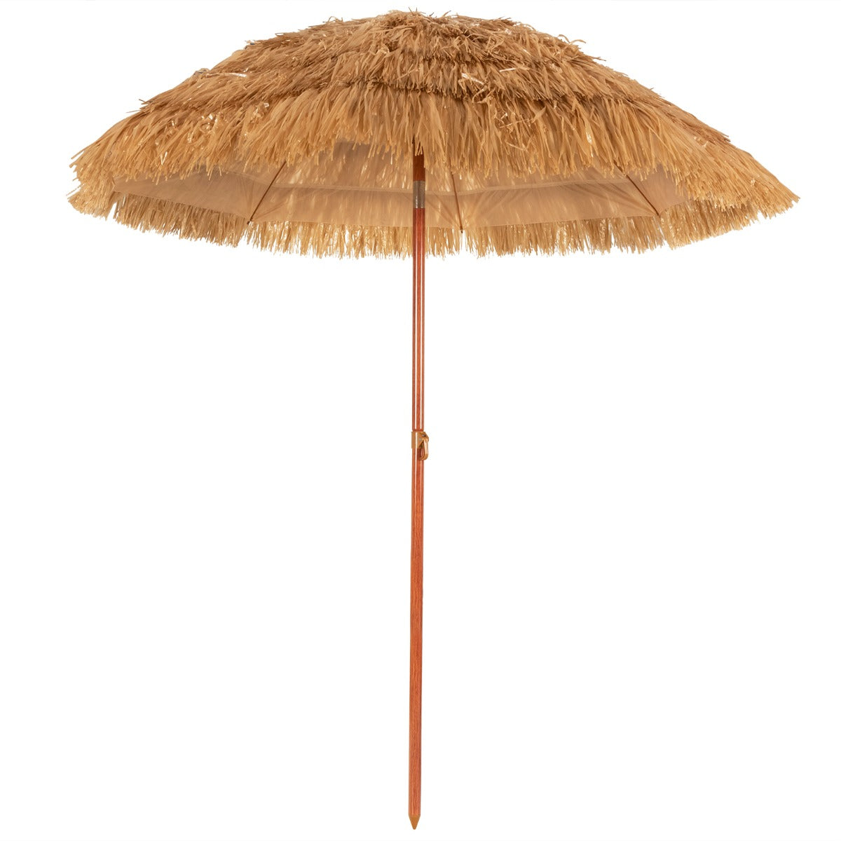 Costway 2m Thatch Umbrella Tilting Outdoor Beach Patio Sun Shelter Parasol