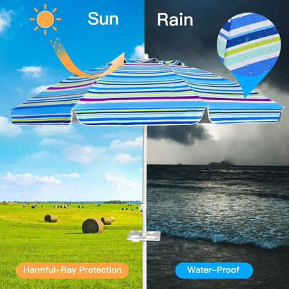 2.2M Outdoor Umbrella Potable Sun Shade Shelter Garden Patio Parasol Canopy-Blue