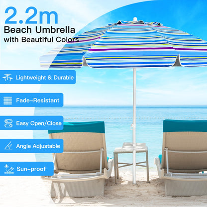 2.2M Outdoor Umbrella Potable Sun Shade Shelter Garden Patio Parasol Canopy-Blue