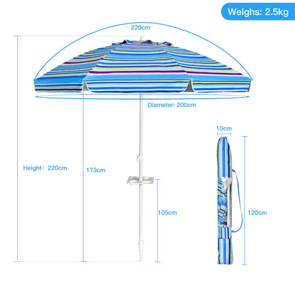 2.2M Outdoor Umbrella Potable Sun Shade Shelter Garden Patio Parasol Canopy-Blue
