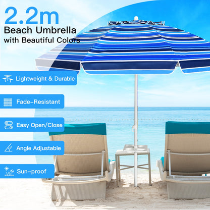 2.2M Outdoor Umbrella Potable Sun Shade Shelter Garden Patio Parasol Canopy-Navy