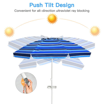 2.2M Outdoor Umbrella Potable Sun Shade Shelter Garden Patio Parasol Canopy-Navy
