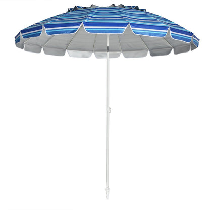 Thick polyester canopy combines colorful outdoor style with effective sun protection for summer trips