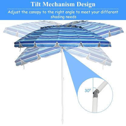 Costway 2.45M Outdoor Umbrella Potable Sun Shade Shelter Garden Patio Parasol Canopy-Navy
