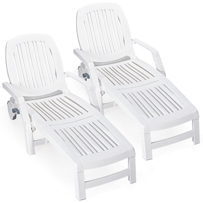 Outdoor Chaise Lounge Chair with Storage Box-2 pieces