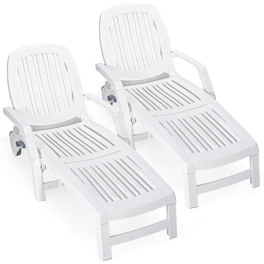 Outdoor Chaise Lounge Chair with Storage Box-2 pieces