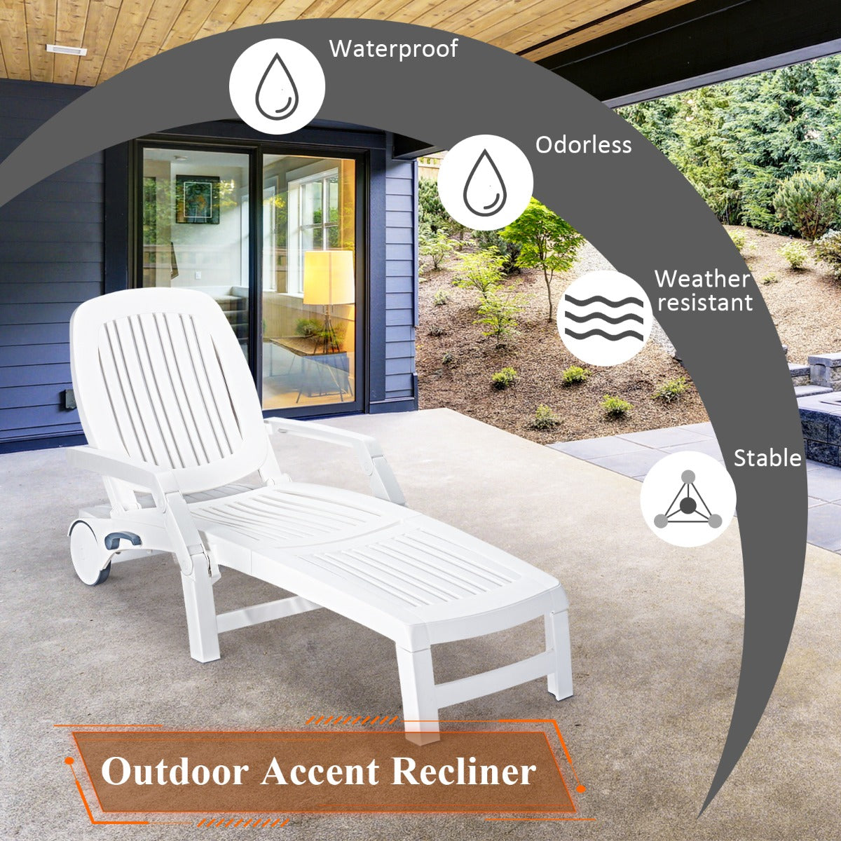 Outdoor Chaise Lounge Chair with Storage Box-1 piece