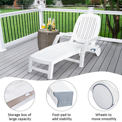 Outdoor Chaise Lounge Chair with Storage Box-1 piece