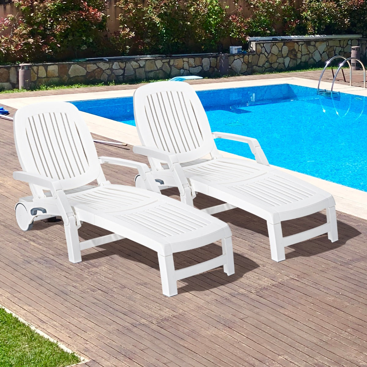 Outdoor Chaise Lounge Chair with Storage Box-2 pieces
