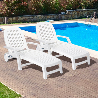 Outdoor Chaise Lounge Chair with Storage Box-2 pieces