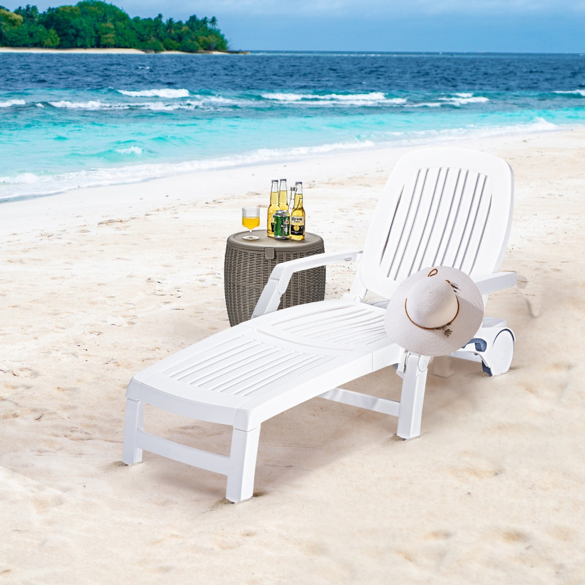 Outdoor Chaise Lounge Chair with Storage Box-1 piece