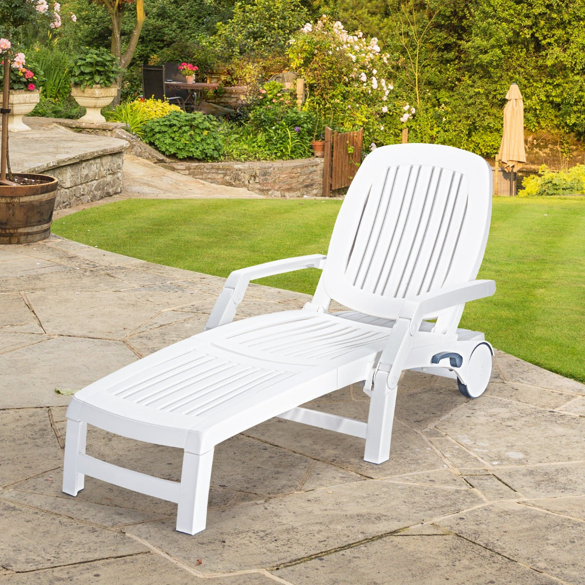 Outdoor Chaise Lounge Chair with Storage Box-1 piece