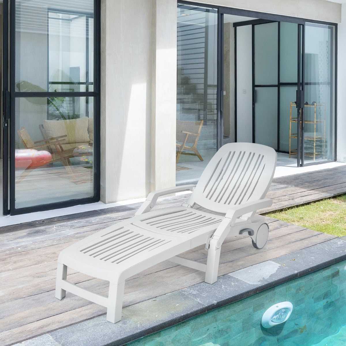 Outdoor Chaise Lounge Chair with Storage Box-1 piece