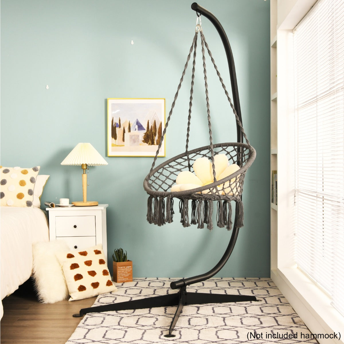 C-Shaped Hammock Chair Stand with Cross Base (without Chair)