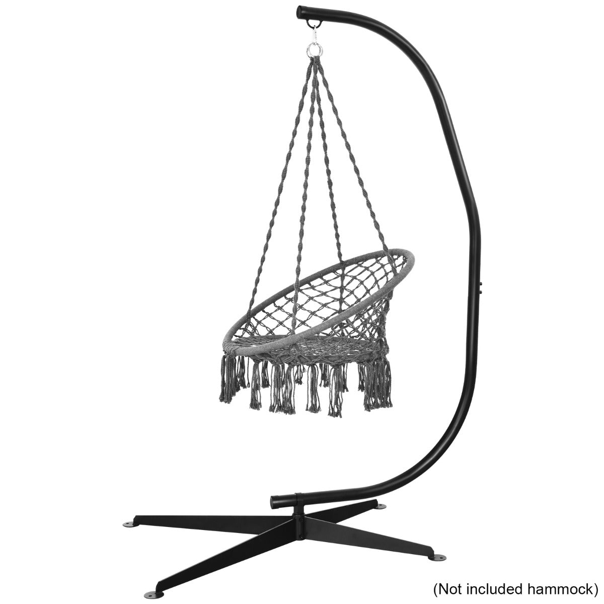 C-Shaped Hammock Chair Stand with Cross Base (without Chair)