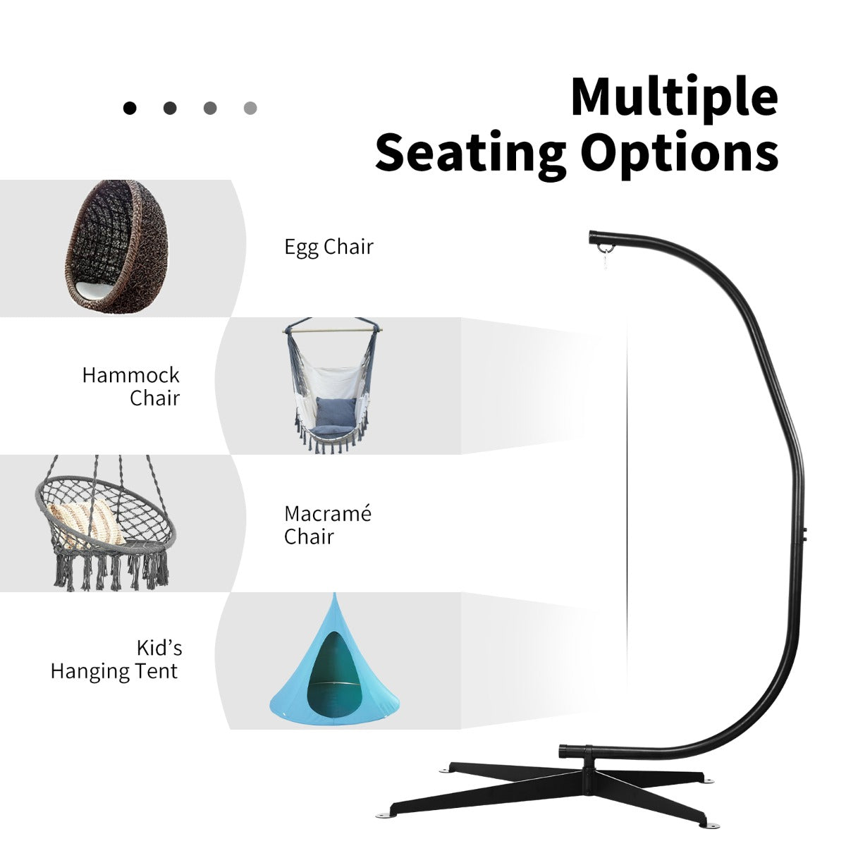 C-Shaped Hammock Chair Stand with Cross Base (without Chair)