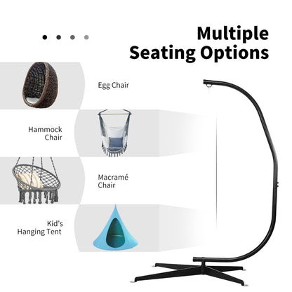 C-Shaped Hammock Chair Stand with Cross Base (without Chair)