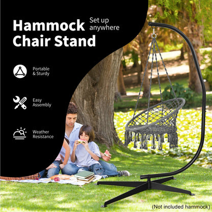 C-Shaped Hammock Chair Stand with Cross Base (without Chair)