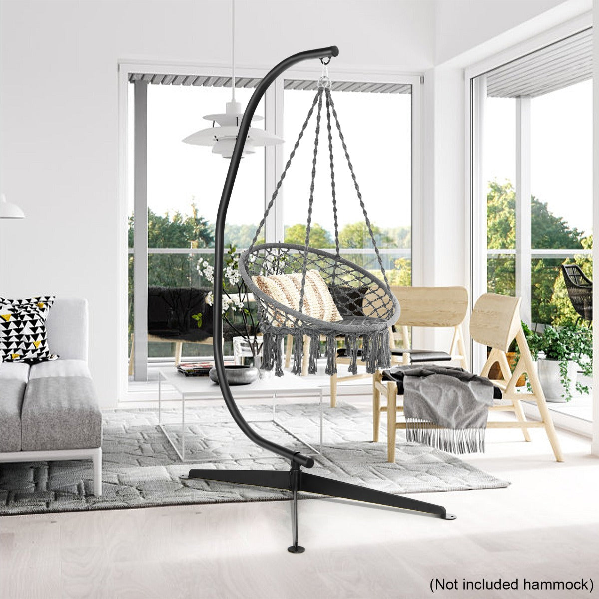 C-Shaped Hammock Chair Stand with Cross Base (without Chair)