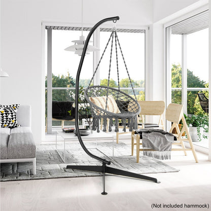 C-Shaped Hammock Chair Stand with Cross Base (without Chair)