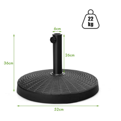 22kg Round Patio Umbrella Base with Waterproof & Sunlight Resistance for Backyard