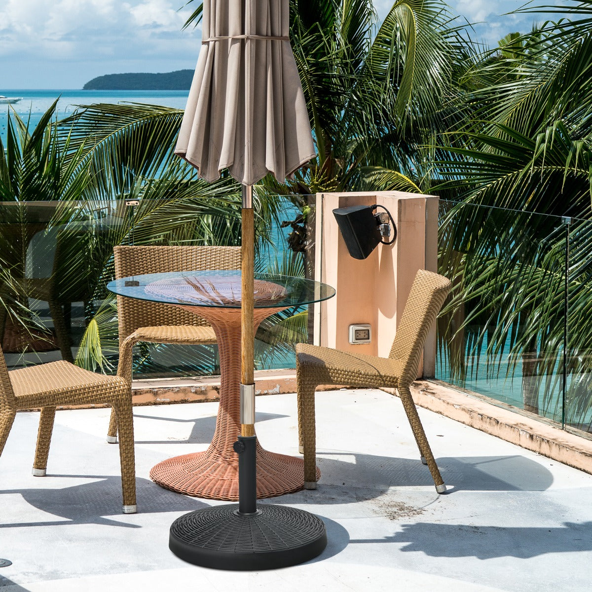 22kg Round Patio Umbrella Base with Waterproof & Sunlight Resistance for Backyard