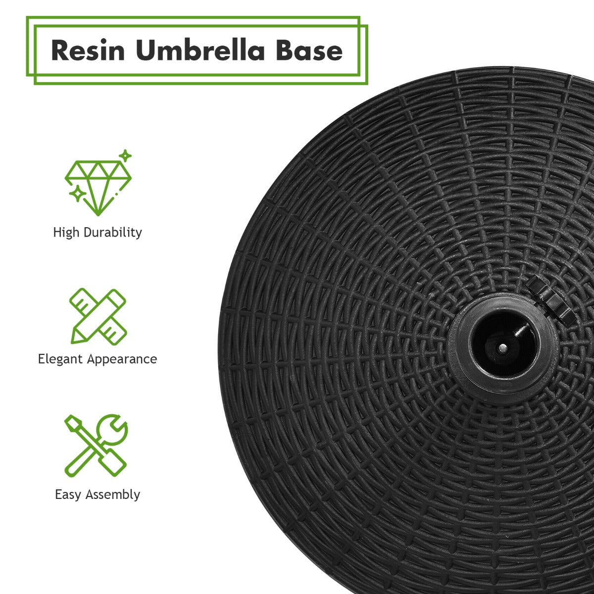 22kg Round Patio Umbrella Base with Waterproof & Sunlight Resistance for Backyard