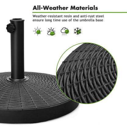 22kg Round Patio Umbrella Base with Waterproof & Sunlight Resistance for Backyard
