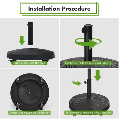 Costway Round Resin Umbrella Base with Lockable Wheels for Yard