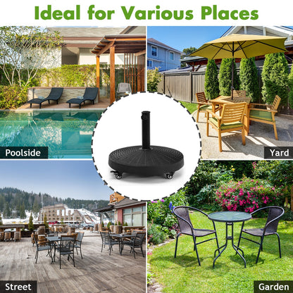 Costway Round Resin Umbrella Base with Lockable Wheels for Yard