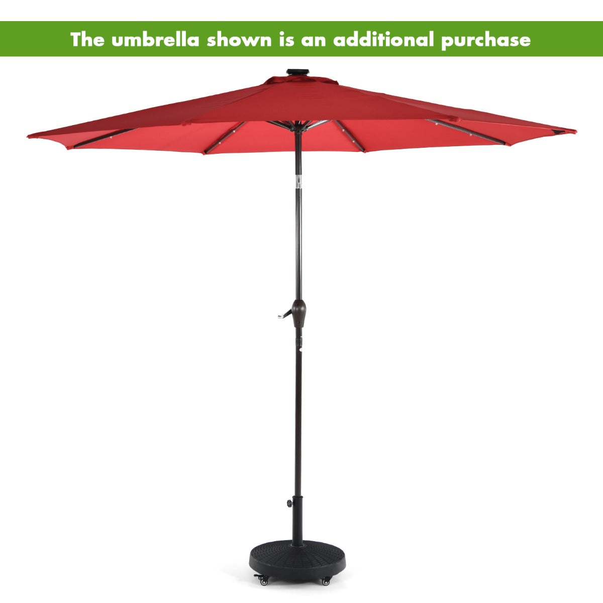 Costway Round Resin Umbrella Base with Lockable Wheels for Yard