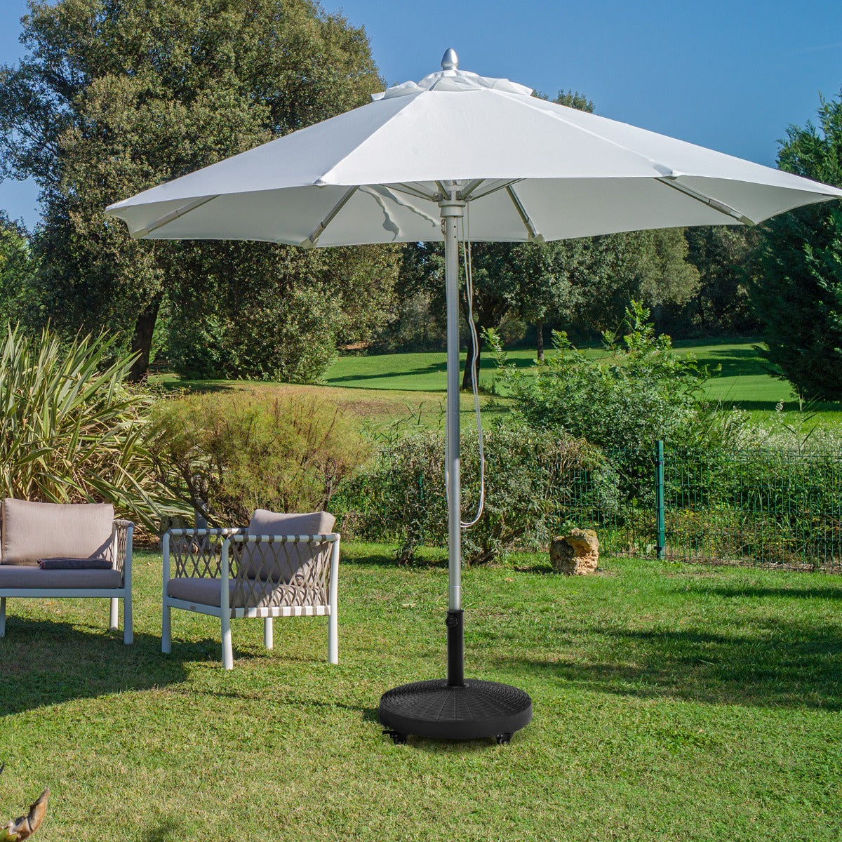 Costway Round Resin Umbrella Base with Lockable Wheels for Yard