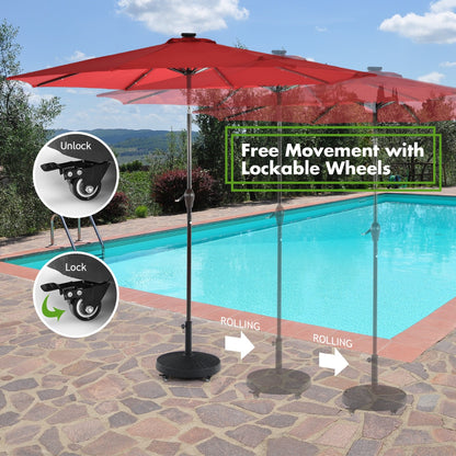 Costway Round Resin Umbrella Base with Lockable Wheels for Yard